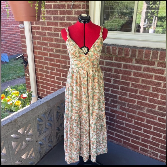 NWT Abercrombie & Fitch Women's Knotted Strap Maxi V-neck Dress - size S - Picture 2 of 7